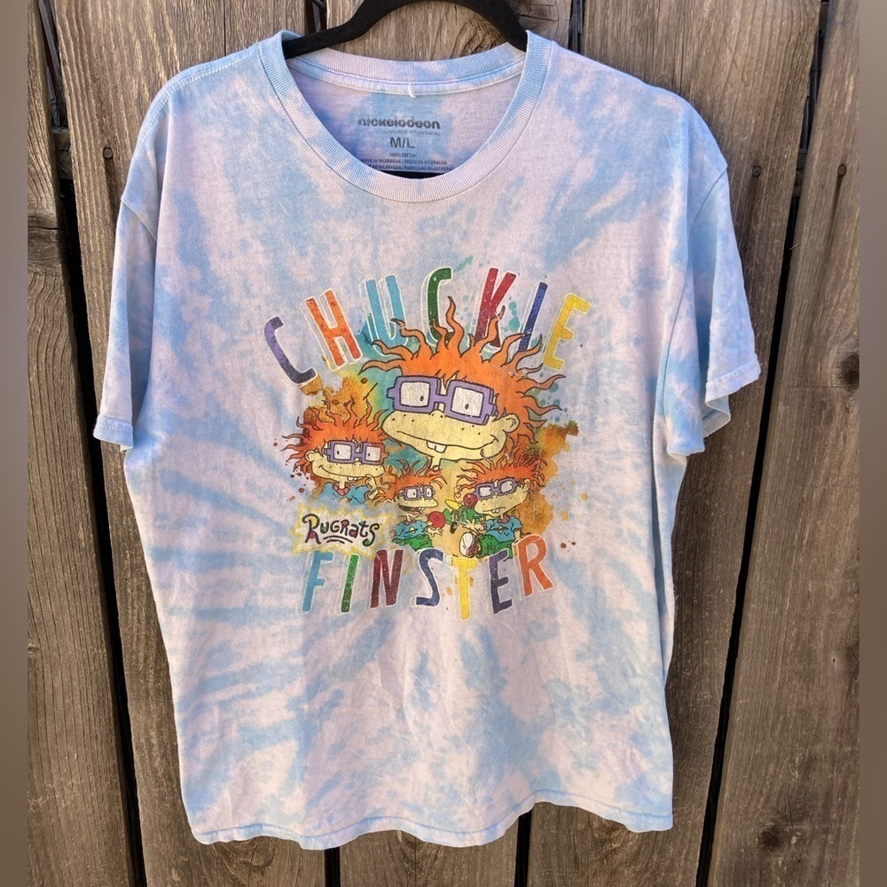 Men's Rugrats T-Shirt Multicolor Chuckie Finster M/L Crew Cotton Nickelodeon 90s